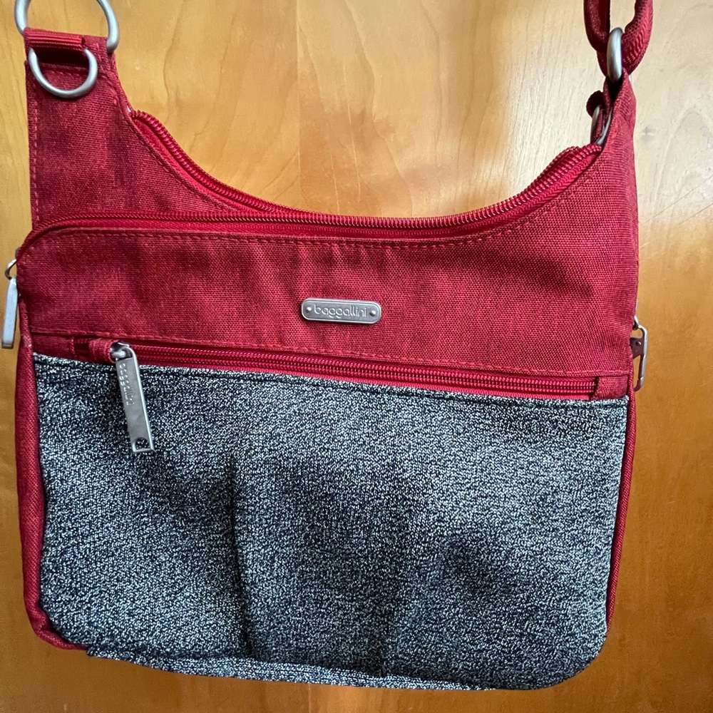 Baggallini Red and Gray Crossbody Bag